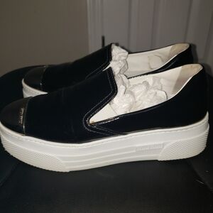 Miu Miu Black Metallic Platform Sneakers